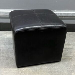 Dark Brown Square Faux Leather Ottoman